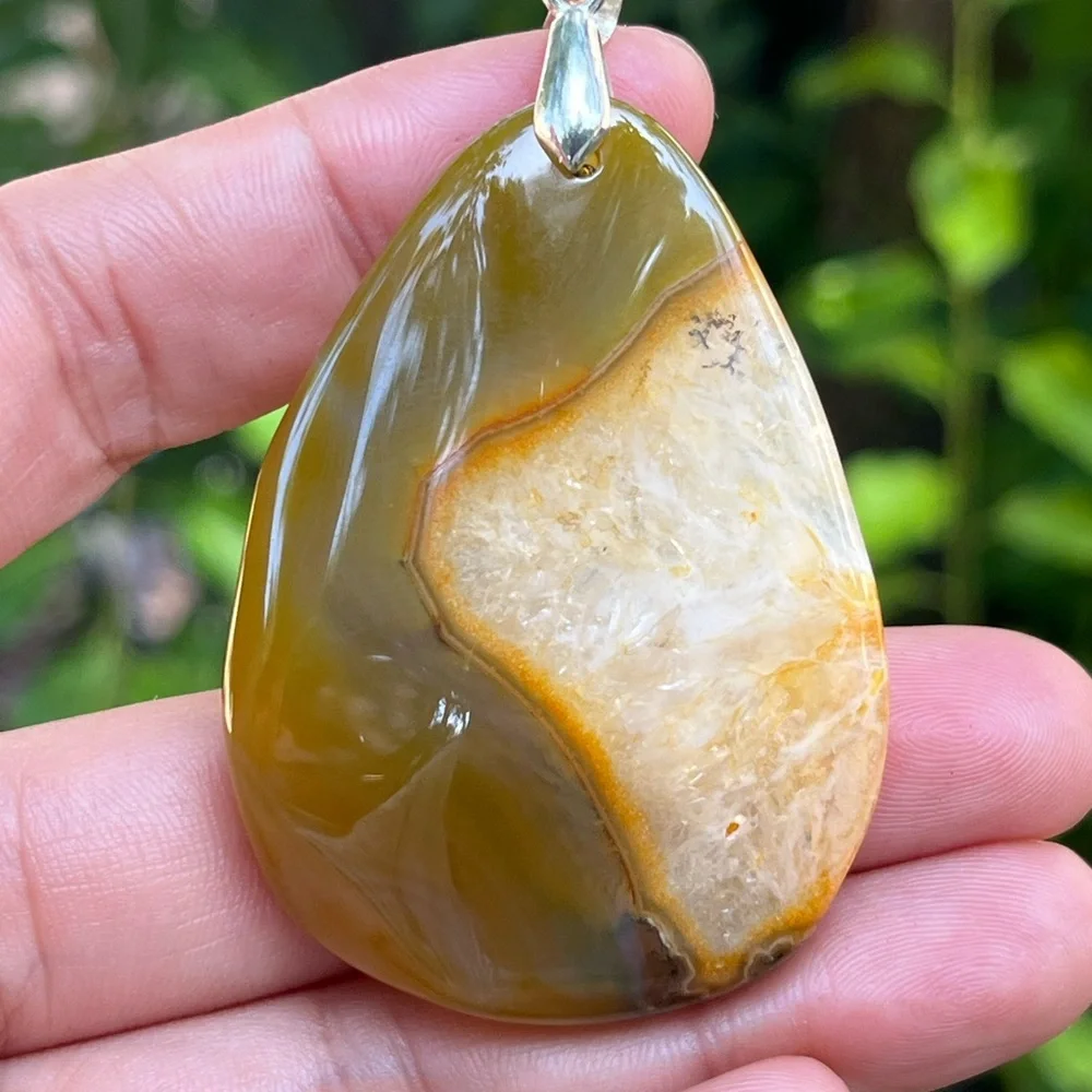 925‎ silver plated natural yellow druzy agate